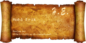 Hohl Erik névjegykártya